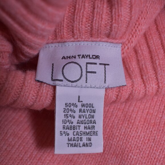 Ann Taylor LOFT High Neck Sleeveless Turtle Neck Wool Blend Sweater Size Large - Picture 7 of 12